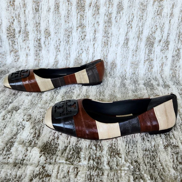 NWT Tory Burch "Georgia" Stripe Eel Leather Ballet Flats | Women's Size 7, 7.5 - Picture 9 of 14